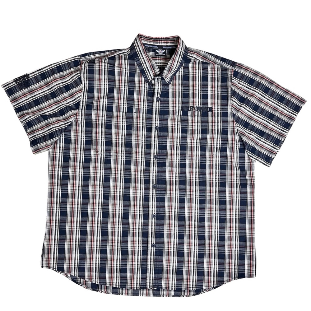 Harley Davidson Men’s Plaid Embroidered Button Up Logo Shirt Size-XXXL 3XL